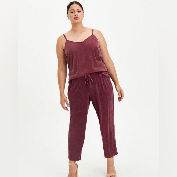 Torrid Relaxed Taper Stretch Challis High-Rise Tie-Front Pant - Picture 1 of 8